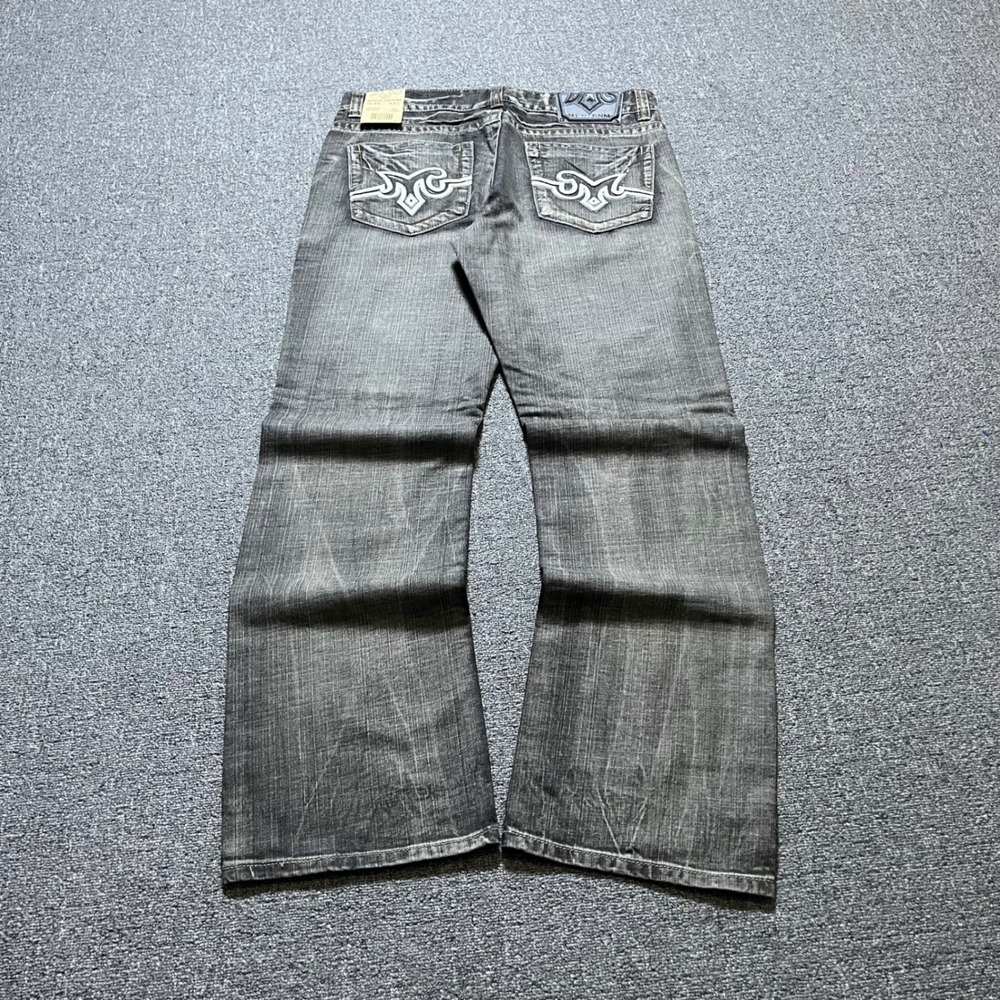 Mek Denim Milton T2 Straight Jeans 36x34 Gray Distressed Y2K Cyber Grunge NWT